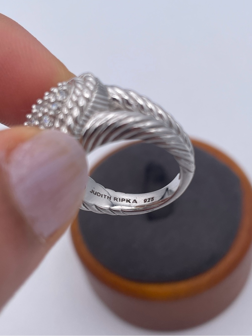 Judith Ripka Sterling Silver 925 CZ Pave Heart Ring Thailand QVC Era Size 7 - Picture 3 of 10